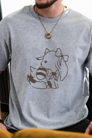 Adorable Cat And Bunny Illustration T-Shirt