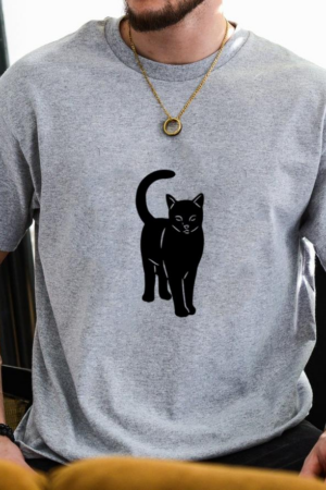 Black Cat Cut Out T-Shirt