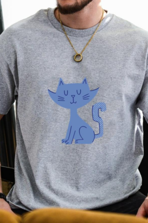Blue Cat Sitting T-Shirt