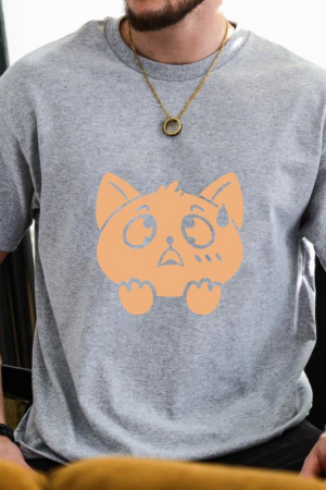 Cartoon Cat With A Tear On Its Face T-Shirt