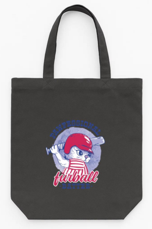 Cat Baseball Quote Badge Tote Canvas Bag