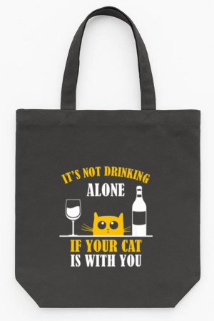 Cat Drinking With My Cat Tote Canvas Bag