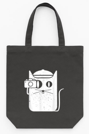 Cat Kitten Camera Photography Vintage Tote Canvas Bag