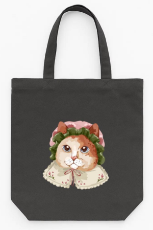 Cat Wearing A Hat And A Collar Tote Canvas Bag