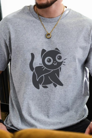 Cute Black Cat Vampire Cut Out T-Shirt