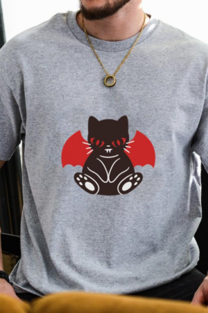 Fat Cat With Red Wings And Fangs T-Shirt