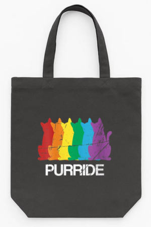 Gay Pride Cat Purride LGBT Tote Canvas Bag