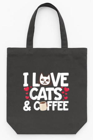 I Love Cats And Coffee Tote Canvas Bag