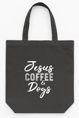 Jesus Coffee And Dogs Tote Canvas Bag