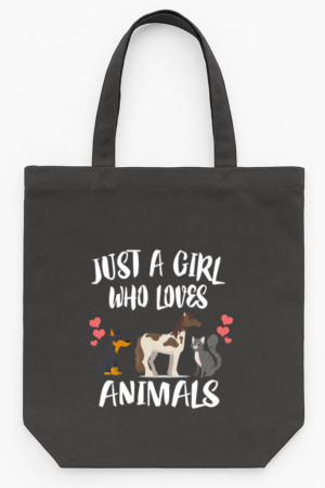 Just A Girl Who Loves Animals Dog Cat Horse Tote Canvas Bag