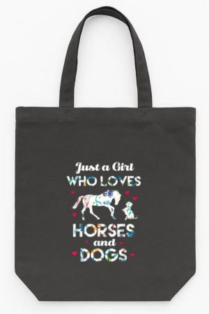 Just A Girl Who Loves Horses And Dogs Farmer Tote Canvas Bag