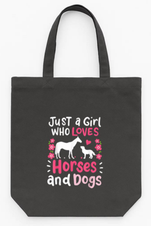 Just A Girl Who Loves Horses And Dogs Tote Canvas Bag