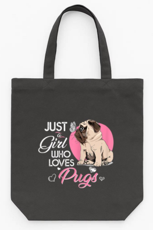 Just A Girl Who Loves Pugs Dog Tote Canvas Bag