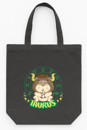 Kawaii Cat Astrology Zodiac Taurus Tote Canvas Bag