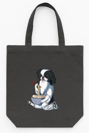 Kawaii Dog Eats Ramen Noodles Tote Canvas Bag