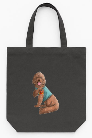 Labradoodle I Love Mom Tattoo Dog Tote Canvas Bag