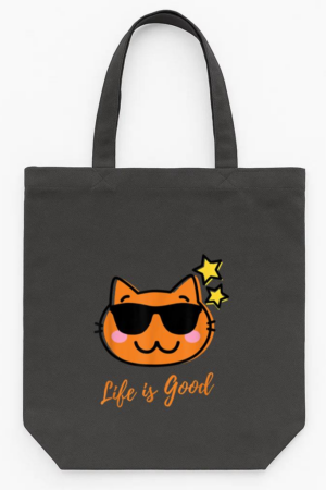 Life Is Good Cat Tote Canvas Bag