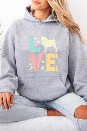 Love Pug Cute Dog Hoodie