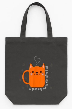 Orange Cat Coffee Mug Tote Canvas Bag