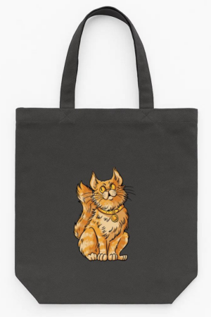 Orange Cat Sitting Tote Canvas Bag