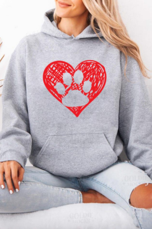 Paw Heart Love Dog Hoodie