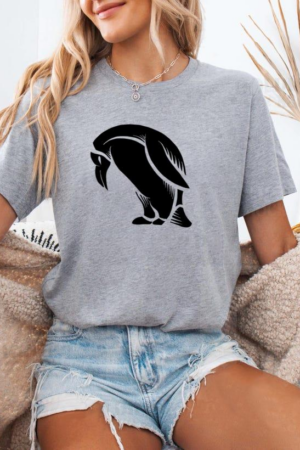Penguin Fat Detailed Silhouette Tattoo T-Shirt