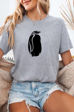 Penguin Fat Tattoo Detailed Silhouette T-Shirt