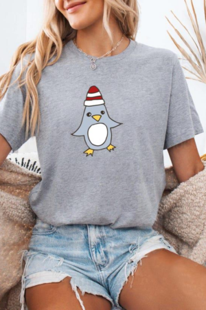 Penguin Hat Wing Beak Sketch T-Shirt