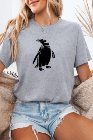 Penguin Silhouette Detailed Tattoo T-Shirt