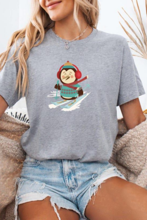Penguin Skiing Cartoon T-Shirt