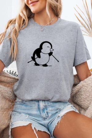 Penguin Skiing With Poles T-Shirt