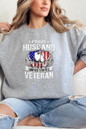 Proud Husband Of A US Veteran Dog Tags Military Sweatshirt