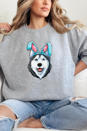 Siberian Husky Easter Bunny Boys Girls Kids Men Women Dog Sweatshirt
