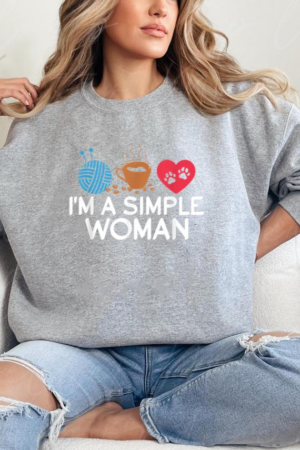 Simple Woman Loves Knitting Yarn Coffee Dog Sweatshirt