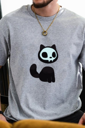 Skeleton Ghost Cat Character T-Shirt