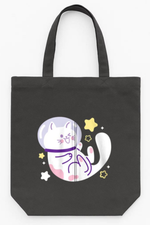Space Cat Kitten Cool Tote Canvas Bag