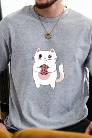 White Cat Holding A Cookie T-Shirt