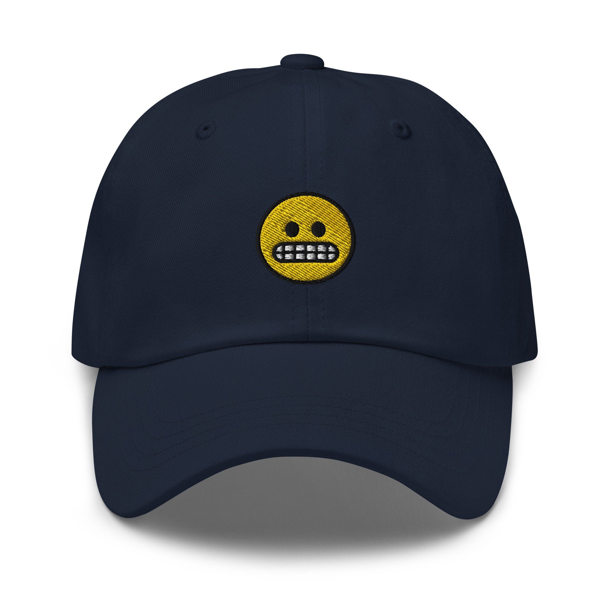 Grimacing Emoji Embroidered Dad Hat