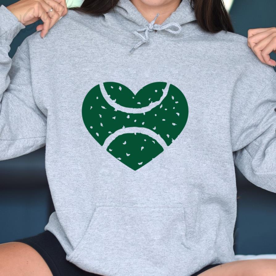 Green Tennis Ball In The Shape Of A Heart Hoodie