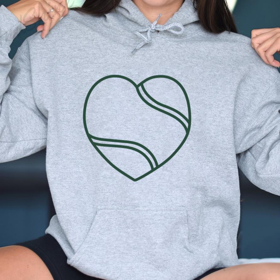 Heart Shaped Tennis Ball Stroke Outline Hoodie