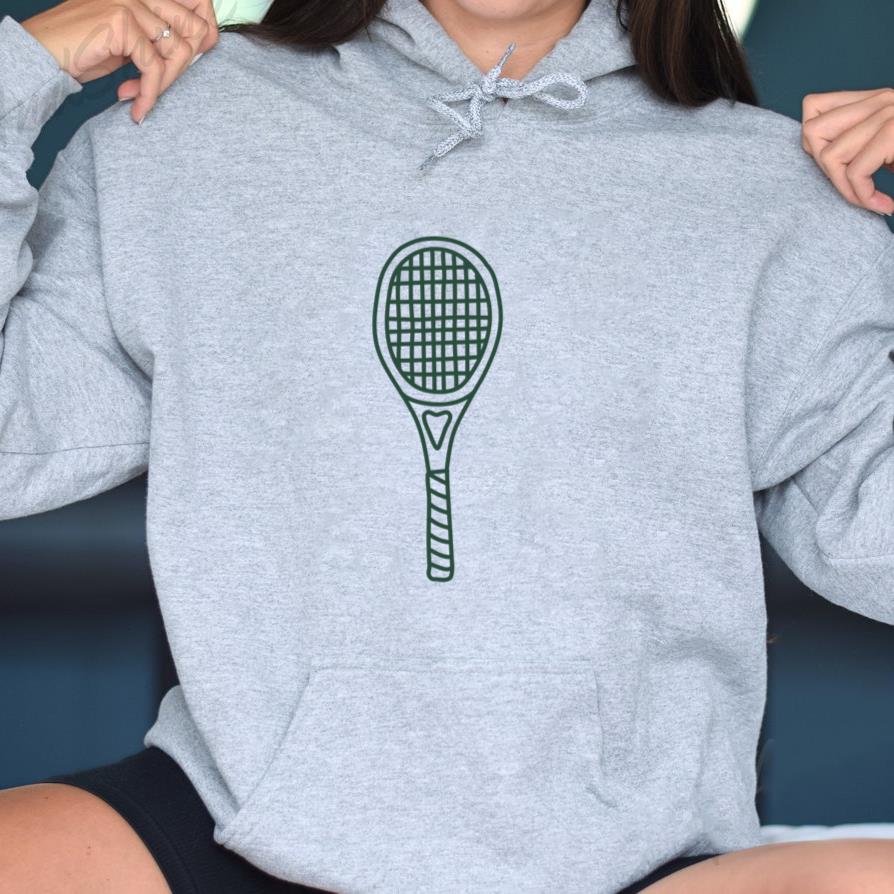 Isolated Tennis Racquet Stroke Outline Hoodie
