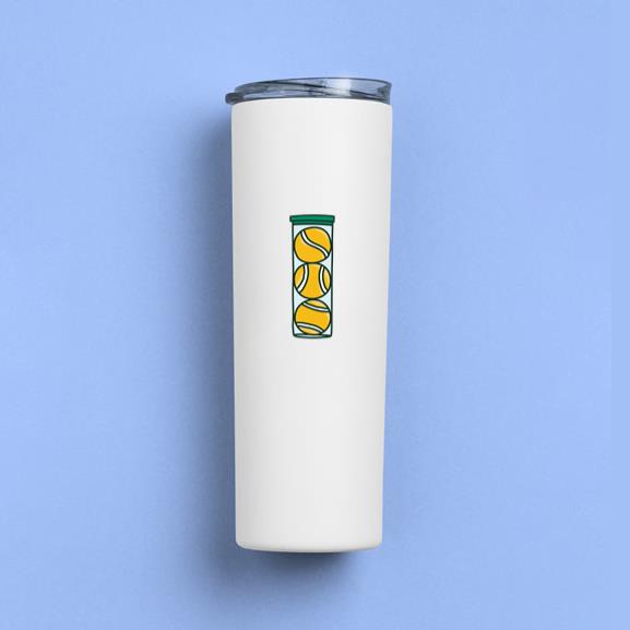 Tennis Ball Canister Doodle Skinny Tumbler 20oz