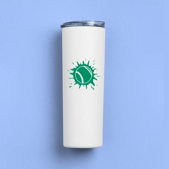 Tennis Ball Cut Out Doodle On Green Paint Splatter Skinny Tumbler 20oz