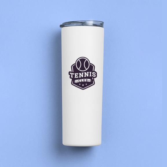 Tennis Club Ball Star Badge Sticker Skinny Tumbler 20oz