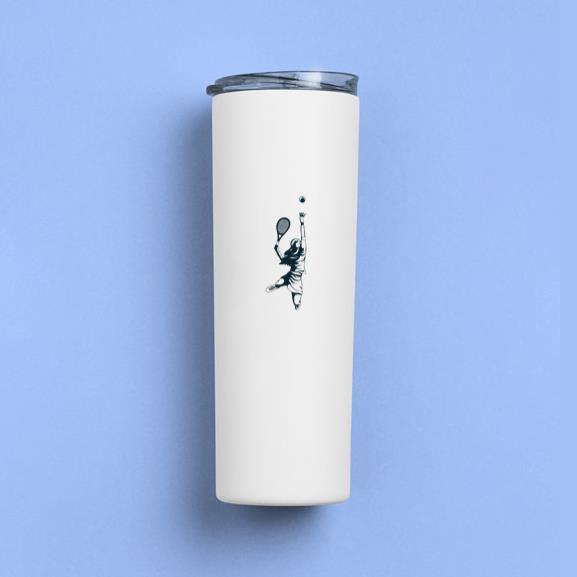 Tennis Player Character Black And White Skinny Tumbler 20oz