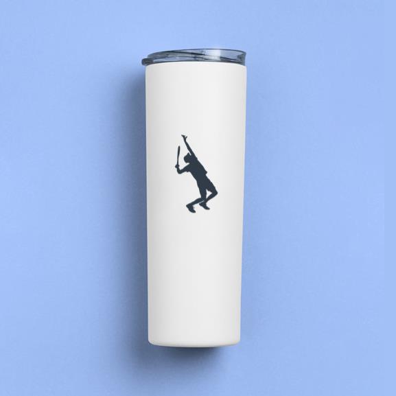 Tennis Player Sport Man Silhouette Skinny Tumbler 20oz